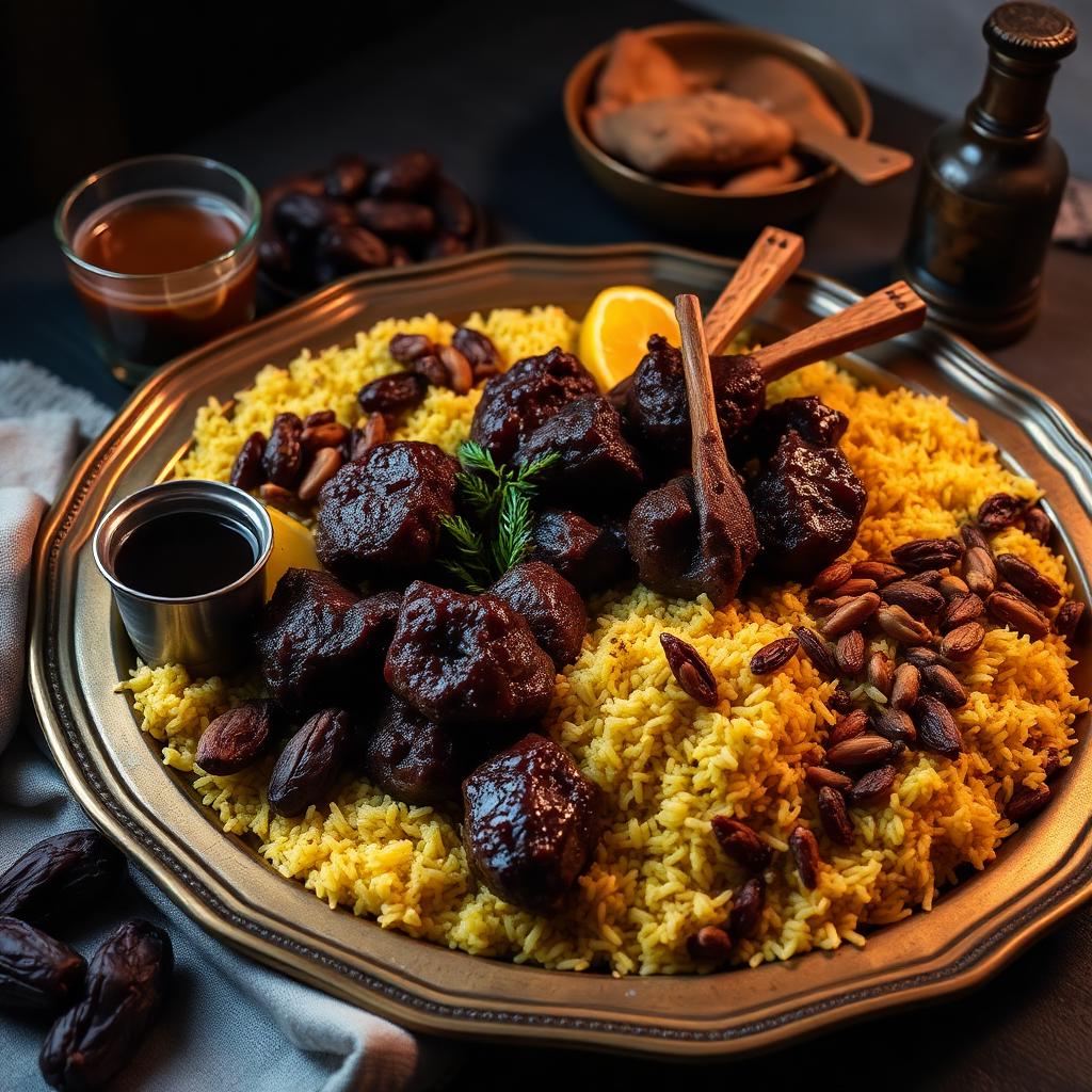 Arabic lamb mandi platter
